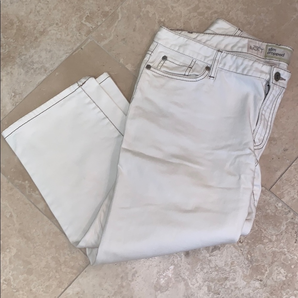 Ann Taylor LOFT Cream Colored Jeans